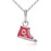 Product Photography Jewellery | Melbourne Photography | Children's Jewellery | Close up of silver and red sneaker boot hanging on chain pendant on white background