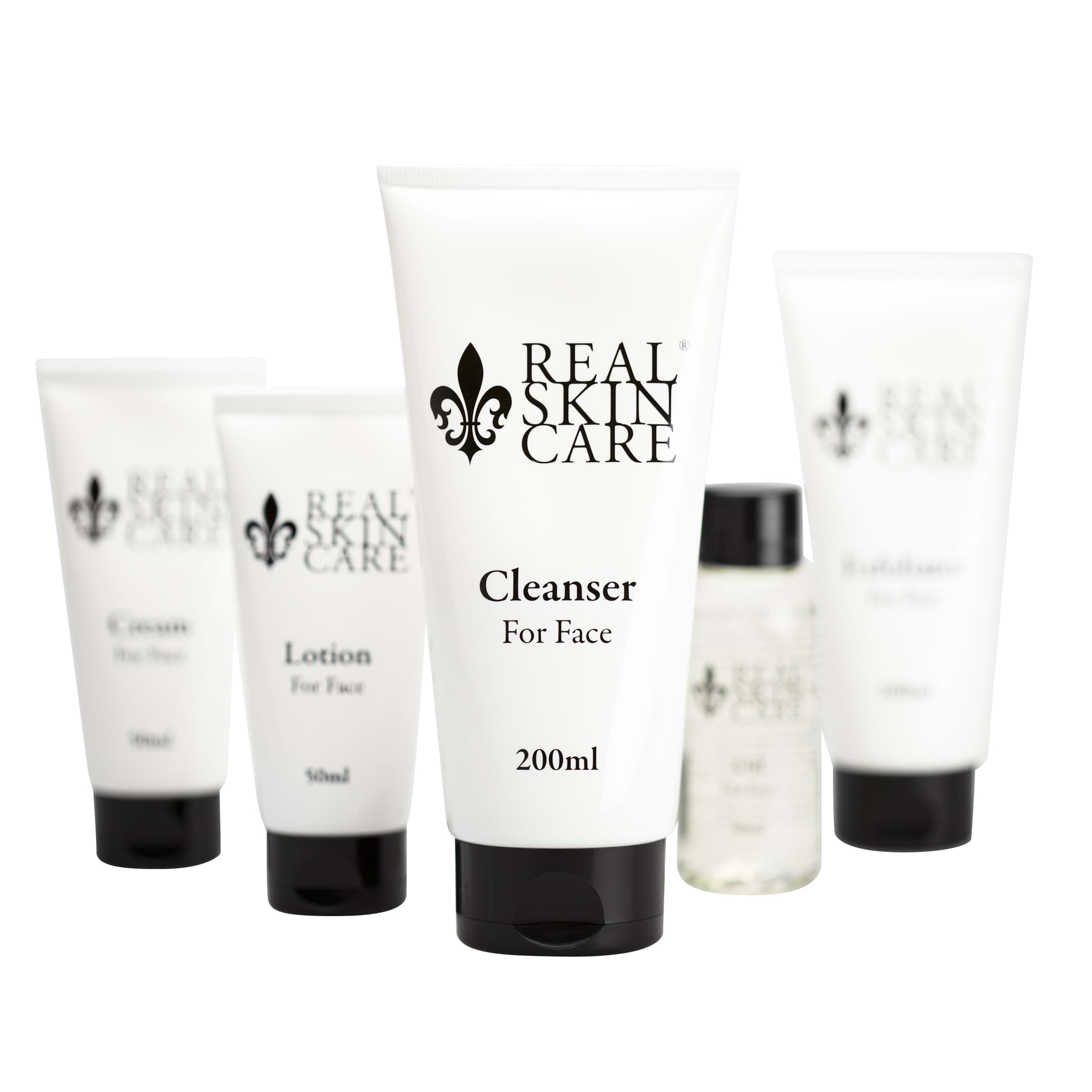 Product Cosmetics Photography | Melbourne Photography | Group shot of Real Skin Care Face creams on white background